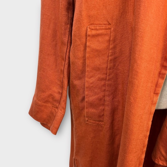 Eileen Fisher Linen Trench Coat Womens Lagenlook Minimalist Autumn Fall XS - S - Picture 3 of 15